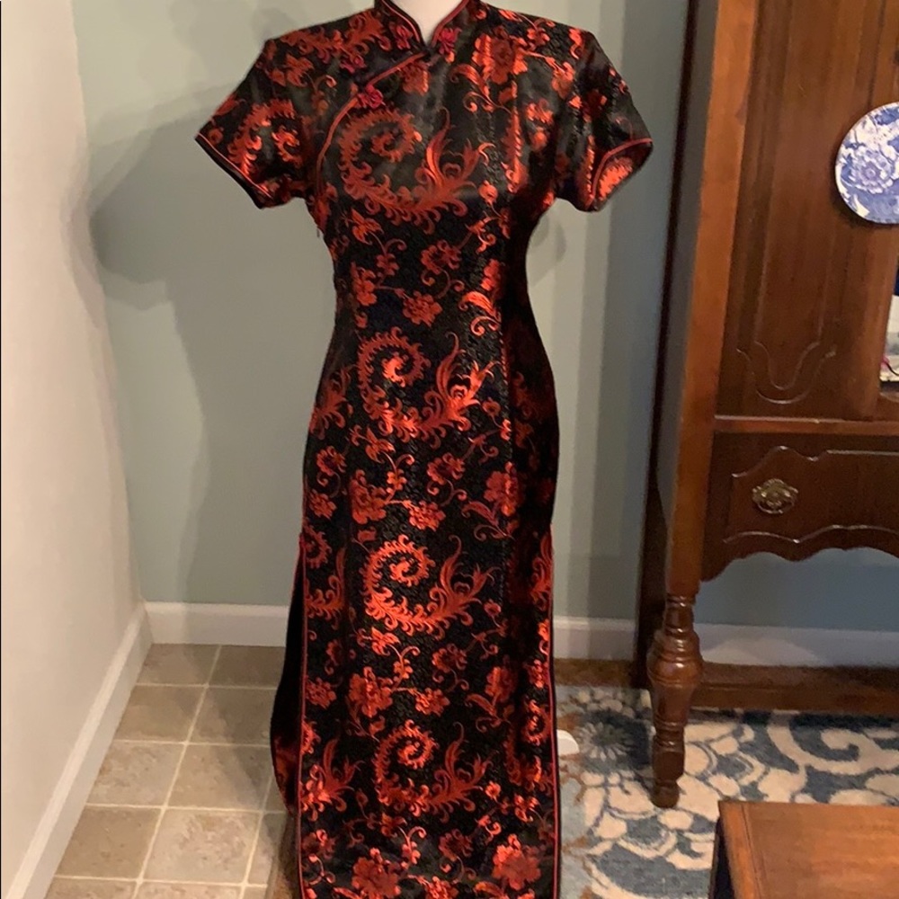 Vintage Roma Rola Cheongsam black red size 38=8